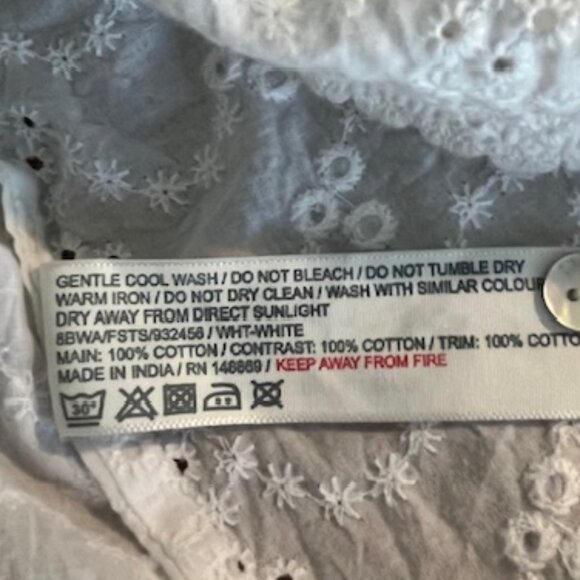 Fat Face White Cotton Eyelet Poppy Pullover- Size 14 - Picture 10 of 11